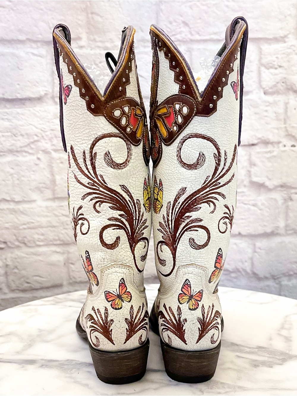Old Gringo Catarina Cowboy Boots Dia De Los Muertos Taupe 5.5B EUC - Picture 8 of 9
